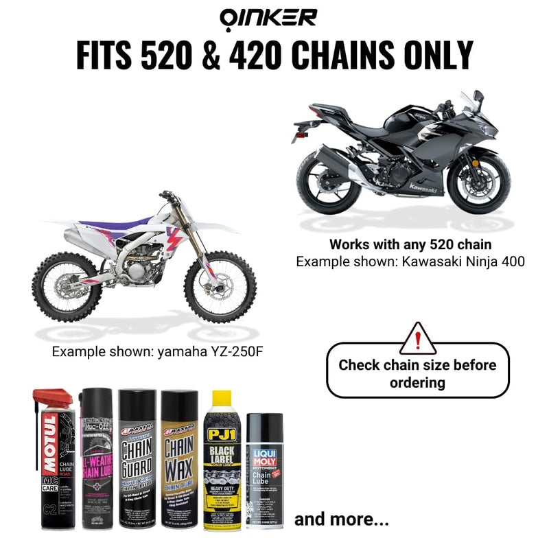 Oinker® Chain Lube Applicator Tool for [520 & 420 Chain Size] – Mess-Free, Precise Lubrication for Motorcycles 520 Chain Size