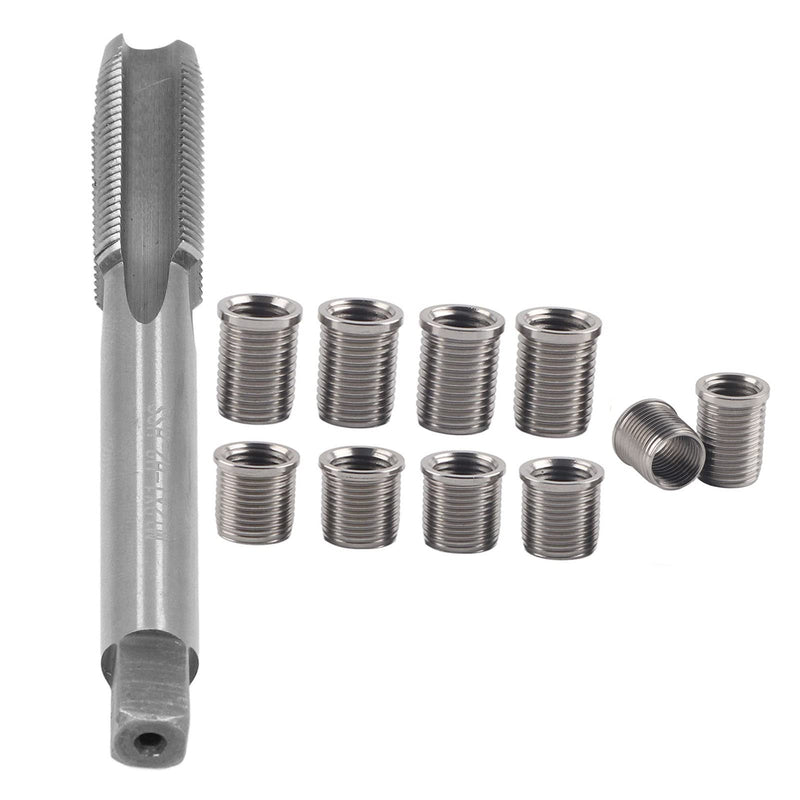 Watris Veiyi Spark Plug Thread Repair Tool, High Speed Steel Tap Spark Plug with M10 x 1.0 Inserts and M12 x 1.0 Tap Kit for Automotive Engine Repair