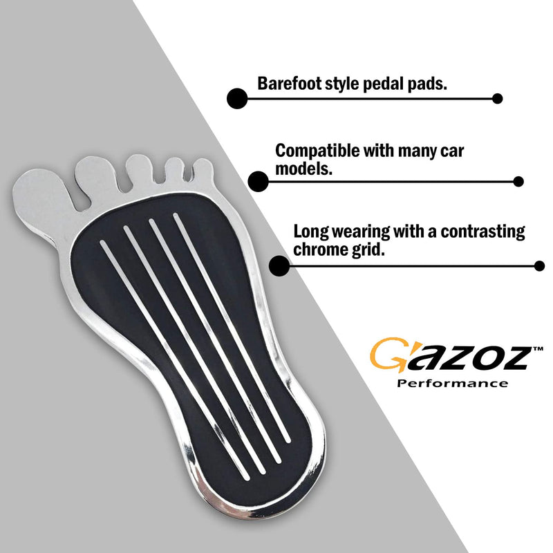 Pedal Pad-Style Cover - No Drilling Anti-Slip Aluminum Brake and Accelerator Pedal Covers - Hot Rod Rat Chrome Custom Gas Pedal Pad Cover Accessories