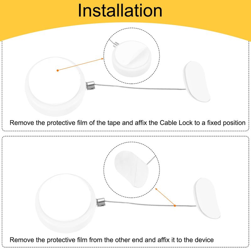 MECCANIXITY 3.3ft Retractable Cable Lock with Arc Patch Remote Control Security Lock with Adjustable Cord Tether Anti Theft for Laptop, TV, 150 G, White