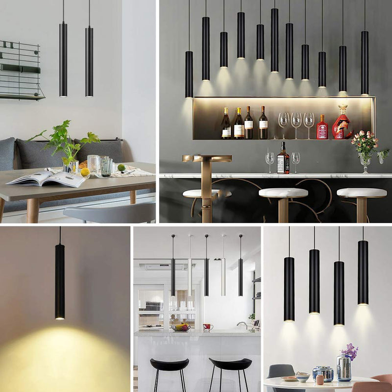 110V 12w 3000k Dia 5CM L40CM Tube LED COB Modern Pendant Lights Spot Light Downlight Hanging Lamp for Kitchen Island Dining Room Bar Counter Shop