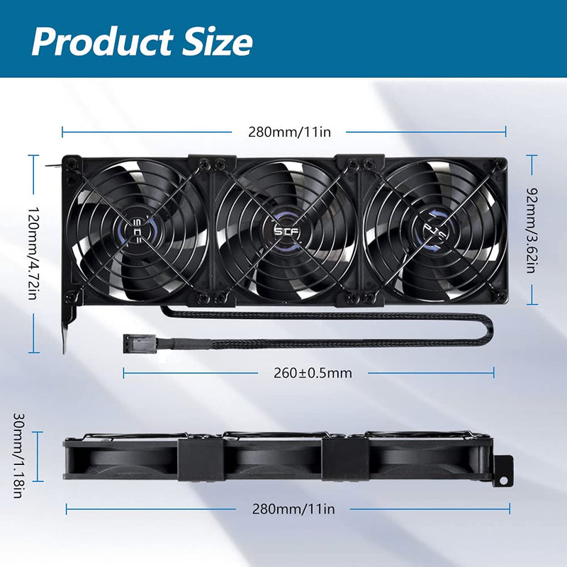 3x90mm 92mm Graphic Card Fans, Graphics Card Video Card VGA PCI Slot Fan GPU Cooler