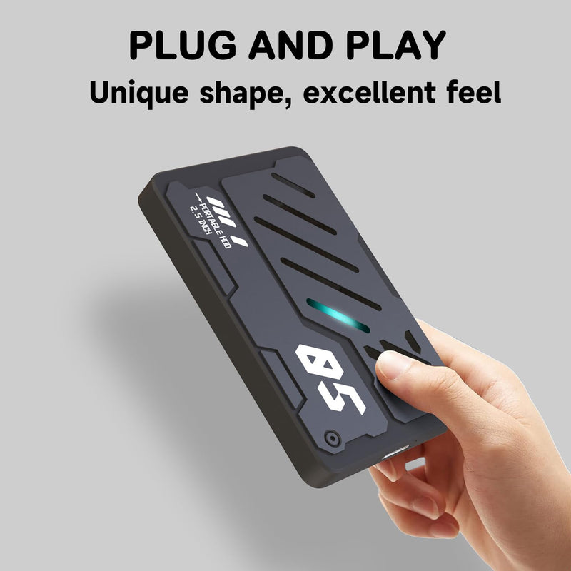 2.5" External Hard Drive Enclosure USB3.1 Type-C to SATA HDD Case | For 7/9.5mm SDD HDD Tool-Free with UASP External Hard Drive Case Compatible with WD Seagate, Samsung, Hitachi, TV, PS4 Xbox