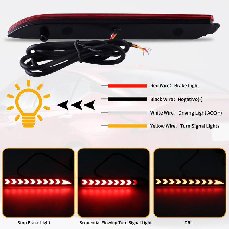 Led Rear Bumper Reflector Brake Tail Light Brake Lighting Kit Lamp Sequential Turn Signal Light For 2006-2014 Toyota Camry,2005-2006 Wish,2012-2015 Innova,2003-2009 Lexus GX470 Style D