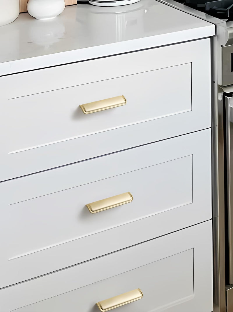 5 Pack 3 lnch(76mm) Brushed Gold Cabinet Cup Pulls Kitchen Hardware Cabinet Handles Drawer Pulls Bathroom Cupboard Drawer Handles 3"(76mm) Hole Center 5