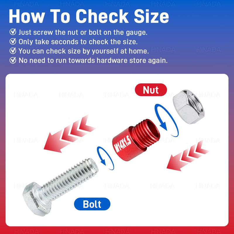 52PCS Nut and Bolt Thread Checker, 28 Inch & 24 Metric Box Set Thread Gauge, Thread Checker Kit in Standard and Metric Suitable for Nut Bolt Size Finder on Tricky and Narrow Area 52pcs