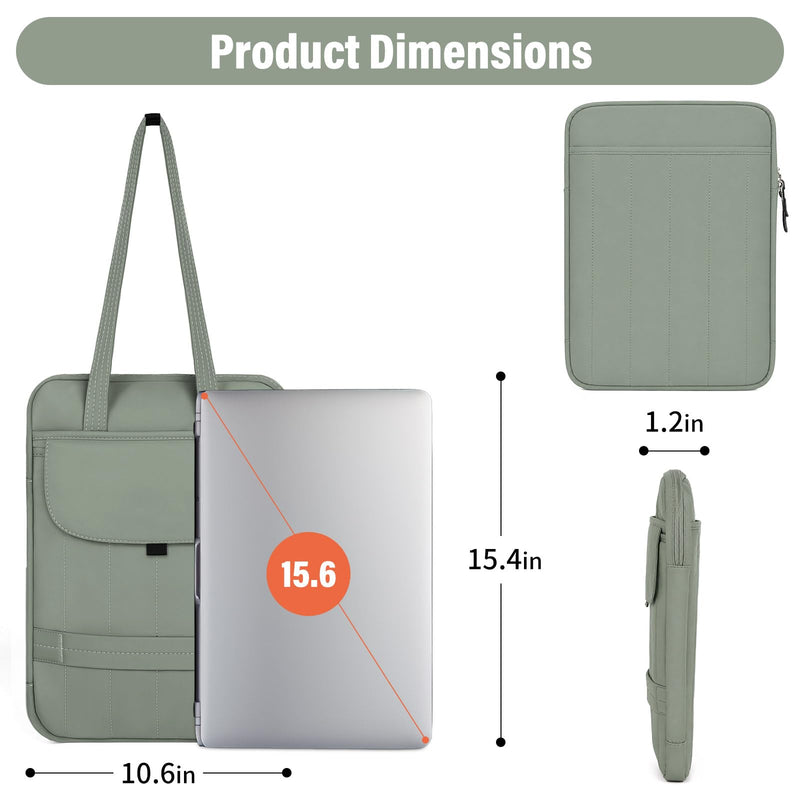 FGZ Laptop Shoulder Bag for Women,Sage Green | Waterproof, Business Large Computer Handbag Purse Briefcase, Office Gifts for Women Sage Green