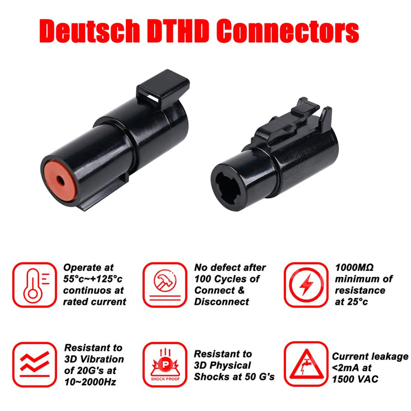 JRready ST6286 1 Pin DTHD Connector 4 Sets,IP67 Waterproof Single Terminal Connectors for Heavy-Duty Applications,Contact Size 12 Crimp Wire Gauge 12-14AWG,25A
