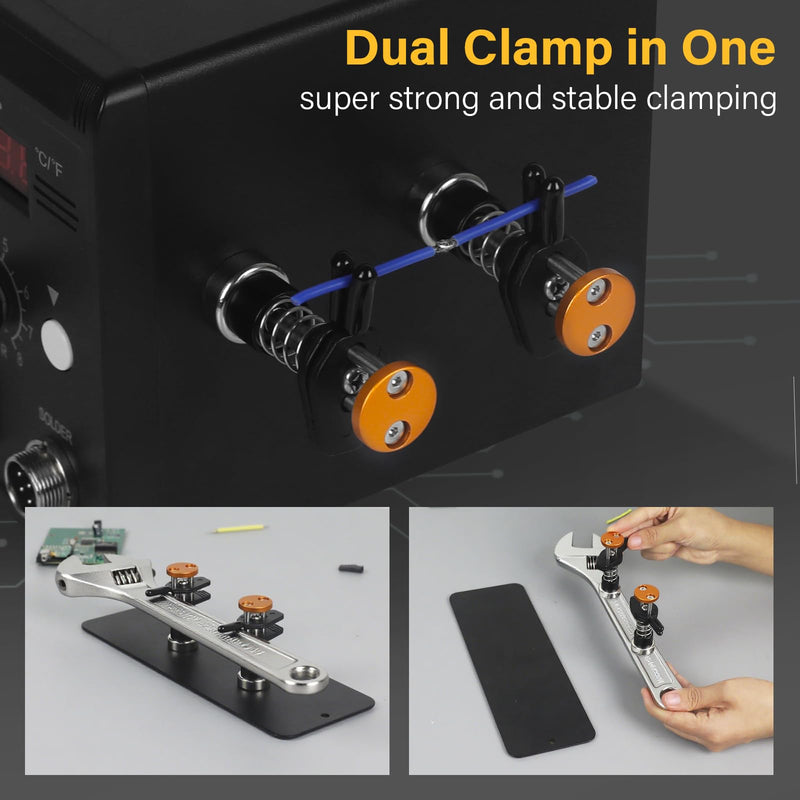Magnetic Helping Hands Clamp Metal, Adjustable Third Hand Soldering Holder Stand For Small Electronics, Hobby DIY Craft,PCB Repair, Precise Work, Exclusive Dual-Head Ultra-Grip Yellowblack long