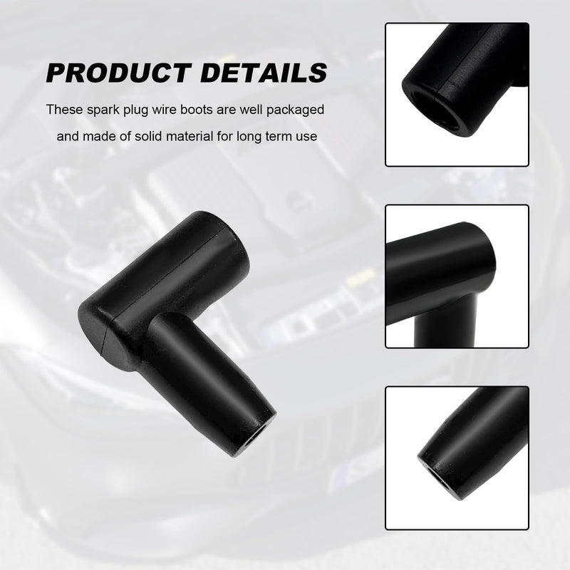 8 PCS Spark Plug Boot Terminal Kit, 90 Degree Distributor Ignition Boots Spark Plug Coil Terminals, Heat-Resistant Silicone Ignition Wire Boot Terminal Kit Fits 6-10mm Wires