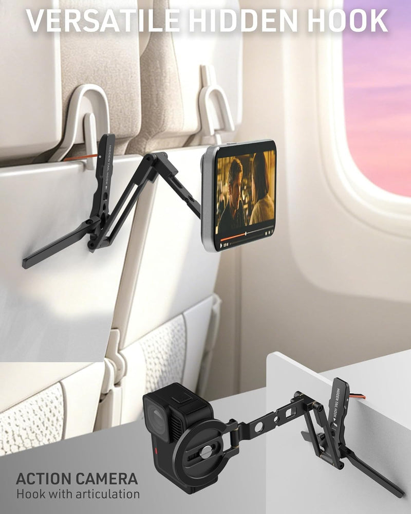 2-in-1 Magnetic Phone Tripod for MagSafe/DJI Osmo Pocket 3/4 Magnetic Mount | for Insta360 Luna Ultra, Foldable Phone Desk Stand with Arca-Swiss 1/4" Screw Hook Holder for GoPro 13/12 | Design Patented