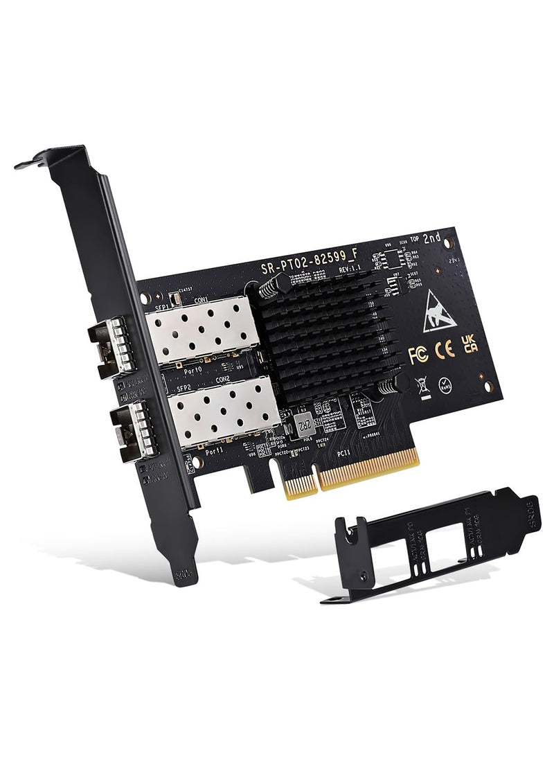 10Gb Dual LAN SFP PCI-e Network Card, Intel 82599(X520-DA2) Controller, NICGIGA 10Gbps Ethernet Adapter, 2 * 10Gbe SFP Port, 10G NIC Card, Support Windows/Windows Server/Linux/VMware X520-DA2