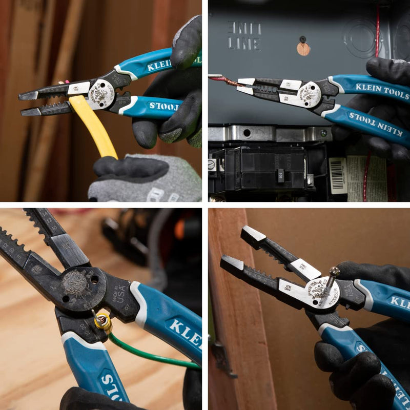 Klein Tools K12065CR Wire Stripper / Cutter / Crimper Tool, Made in USA, for Cutting, Stripping, Crimping, Twisting (8-18 AWG solid, 10-20 AWG stranded) Crimping Pliers