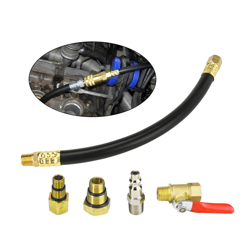 3mirrors Engine Air Valve Holder Pressure Pipe M10 M12 M14 M18 Thread to 1/4 NPT w/Ball Valve, Cylinder Leakage Testing Tool for Most LS Engine Compatible with Mustang Ford GM