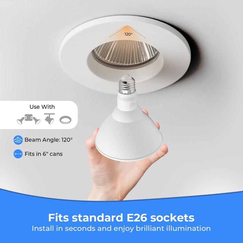 GvvooHome LED Flood Light Bulbs, PAR38 Outdoor Flood Light Bulb 5000K,13W 100W Equivalent, Daylight White LED Floodlight Dimmable, Waterproof for Porch Yard Garage, E26 Base, 15,000 Hrs, 6 Pack