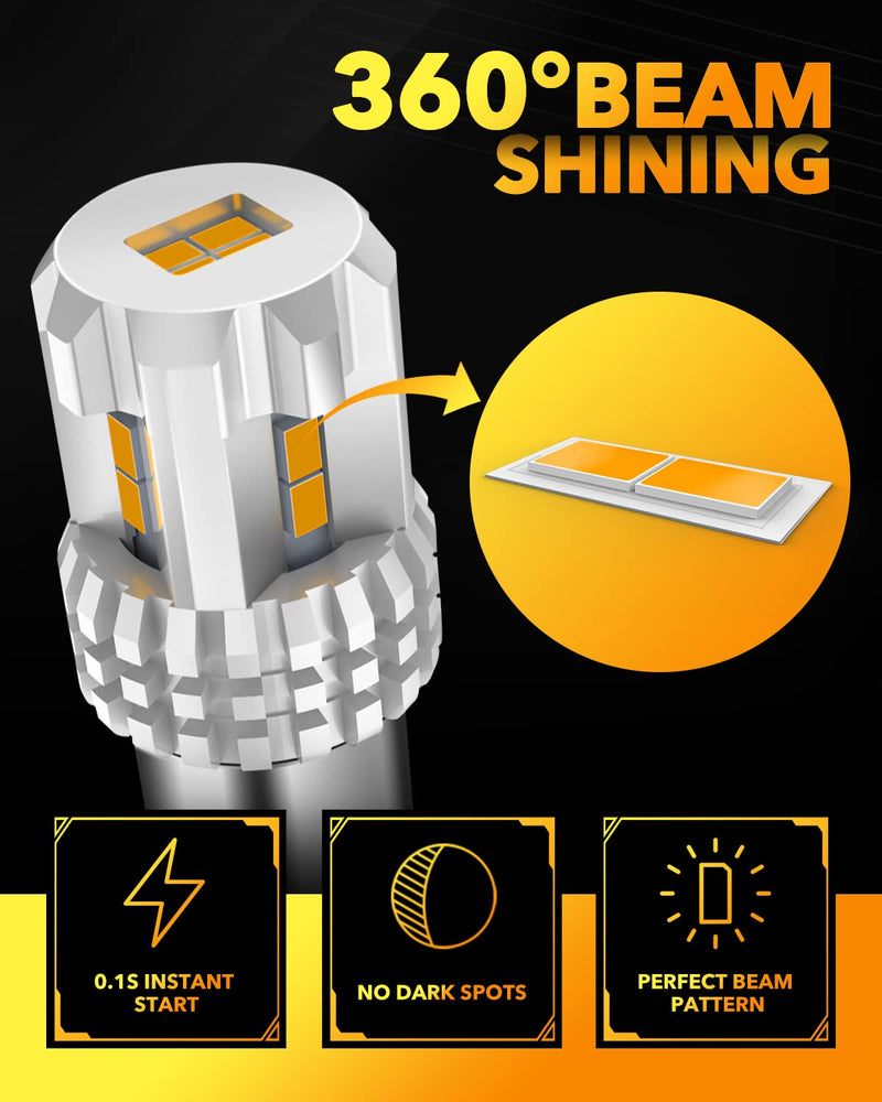 OXILAM Turn Signal Light 1156 LED Bulbs Amber Yellow 2200K Extremely Bright BA15S 1141 1003 7506 LED Bulbs with High Power 12pcs 3020SMD Chipsets, 2 Pack