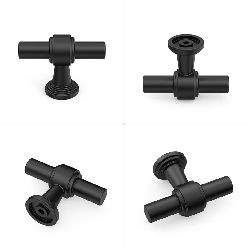 9BUILD 10 Pack Matte Black Kitchen Cabinet Knobs Modern Single Hole Drawer Pulls Knob for Bathroom Dresser and Hardware