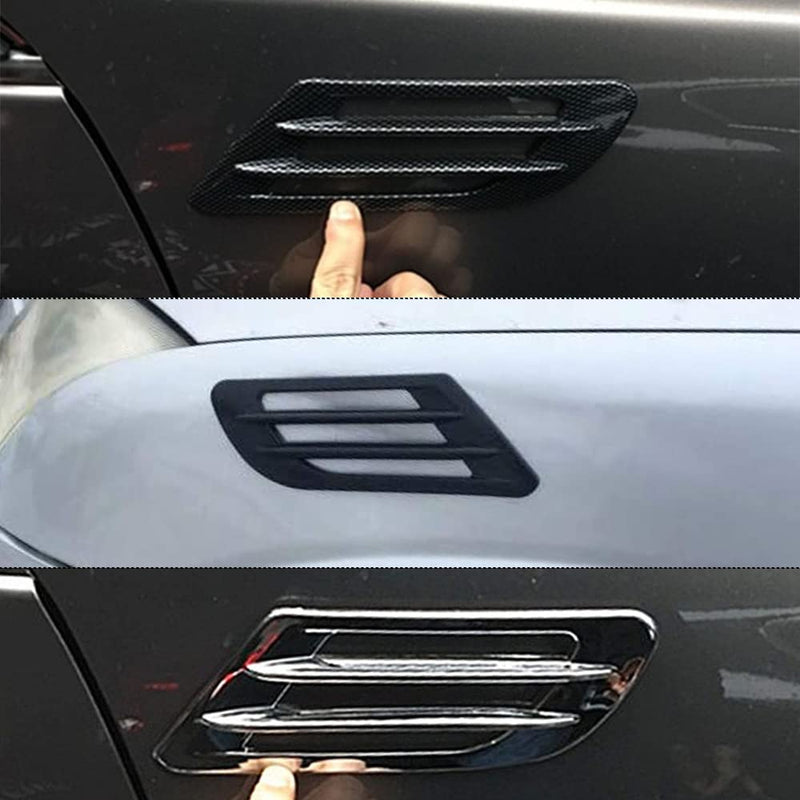 1 Pair Auto SUV Universal Car Side Mesh, Universal Car Side Mesh, Vent Air Flow Fender Decoration Sticker, Car Side Mesh Vent Decoration Fit for All Cars (Black) Black