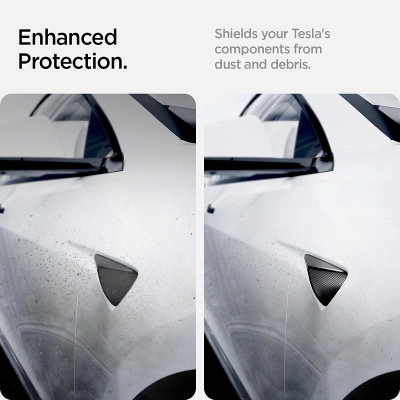 Spigen Side Camera Protection Cover for Tesla Model Y Juniper (2025/26) & Model 3 Highland (2024/25) - 2 Pack carbon