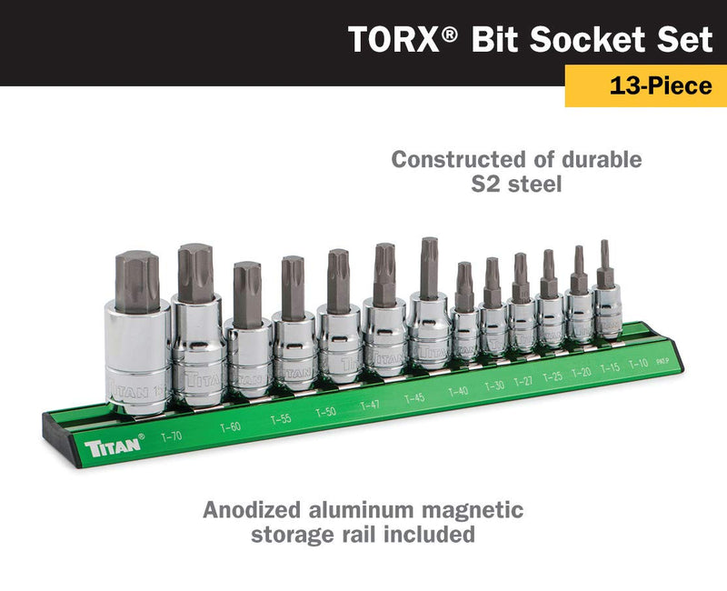 Titan 16122 Star Bit Socket Set - 13 Piece Torx