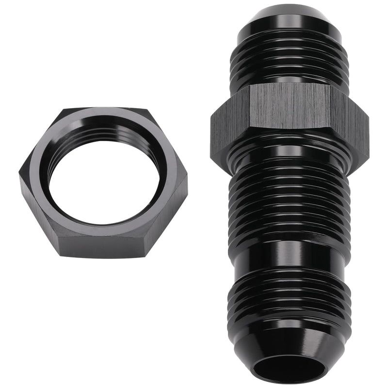 10AN Male Flare Straight Bulkhead Fitting Adapter with 10AN Nut Aluminum Black 10AN - Straight