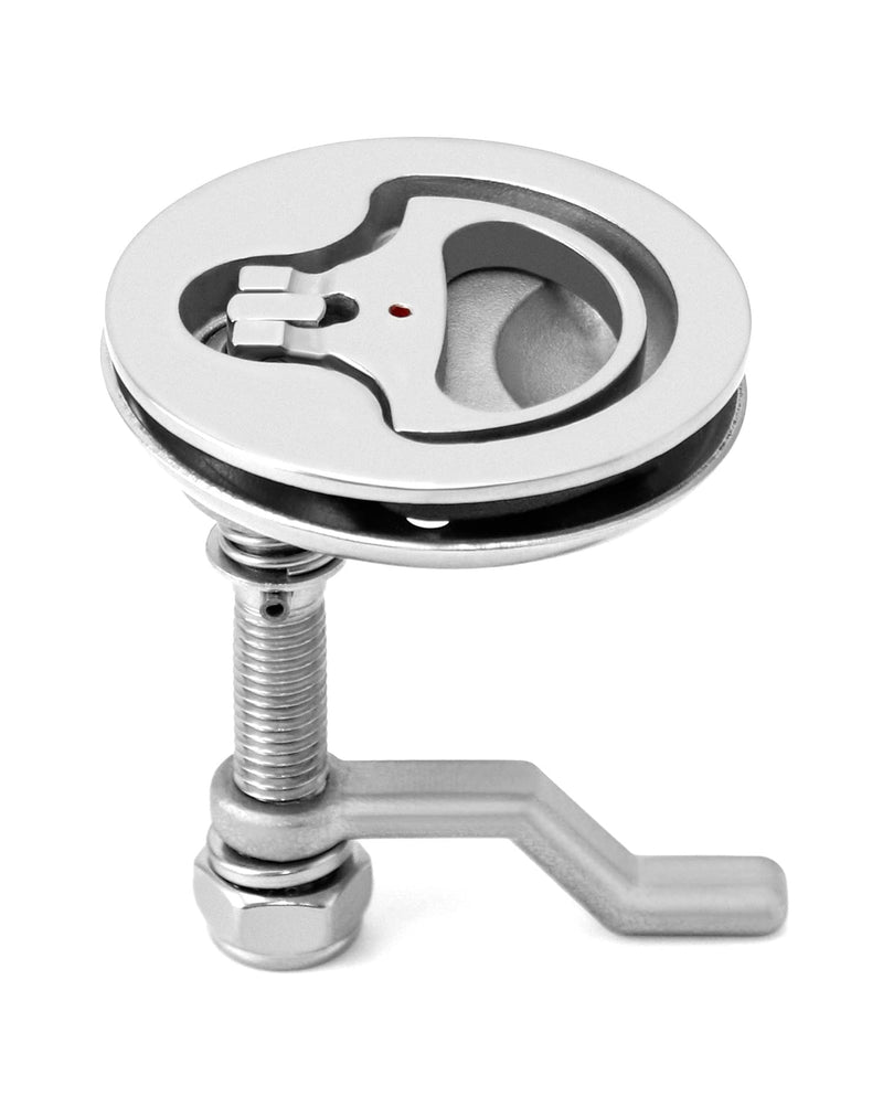 QWORK Boat Cam Latch, 2 Pack Marine 316 Stainless Steel Marine Boat Floor Buckle Hatch Latch, Flush Turning Lift Handle Lock