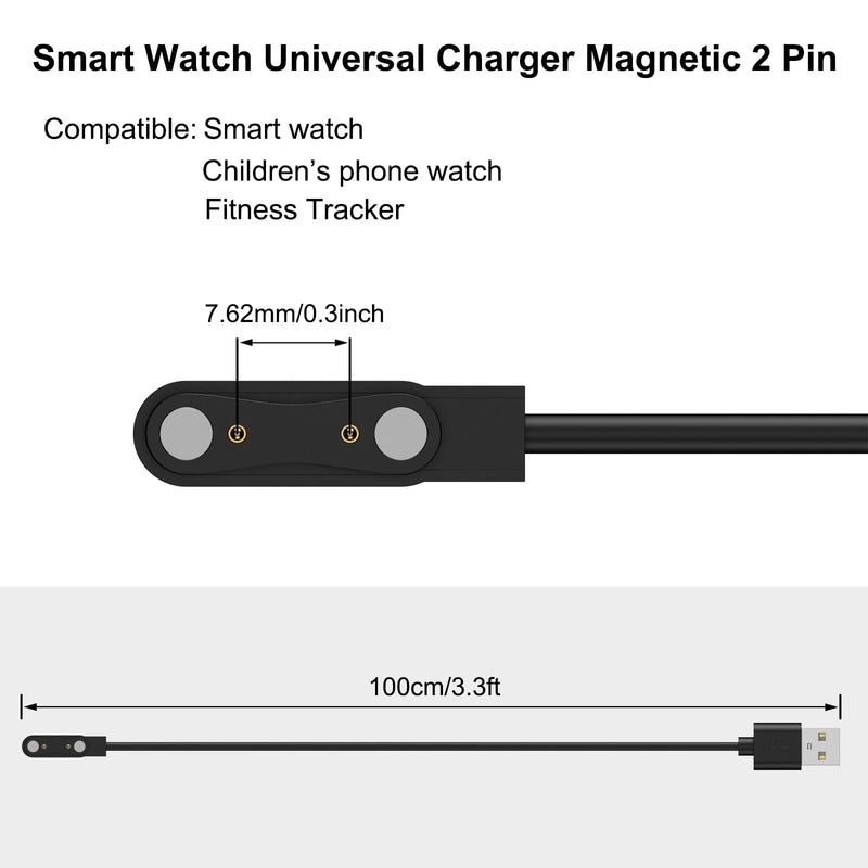 2-Pack for Bark Smart Watch Charger, Replacement Magnetic USB Charging Cable Cord