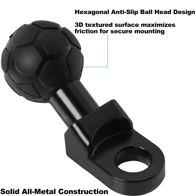 10mm Angled Bolt Head Adapter 1 Inch Ball Base Compatible with B Size Double Socket Arm Aluminum Alloy 1 inch Ball Mount Base for Motorcycle Mirror Scooter Bike Phone Holder Black
