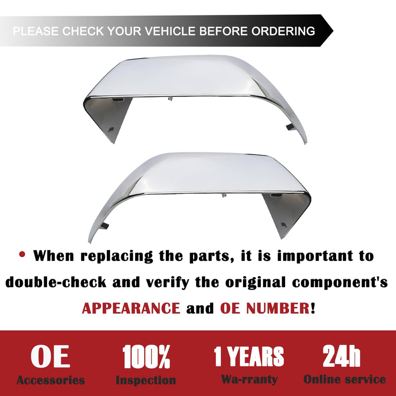 1 Pair Tow Mirror Chrome Cover Cap | For 2017-2024 Ford Super Duty F250 F350 F450 F550 Truck Accessories Replacement | Driver&Passenger Side Exterior Plastic Top Half Door Mirror Caps 1 Pair