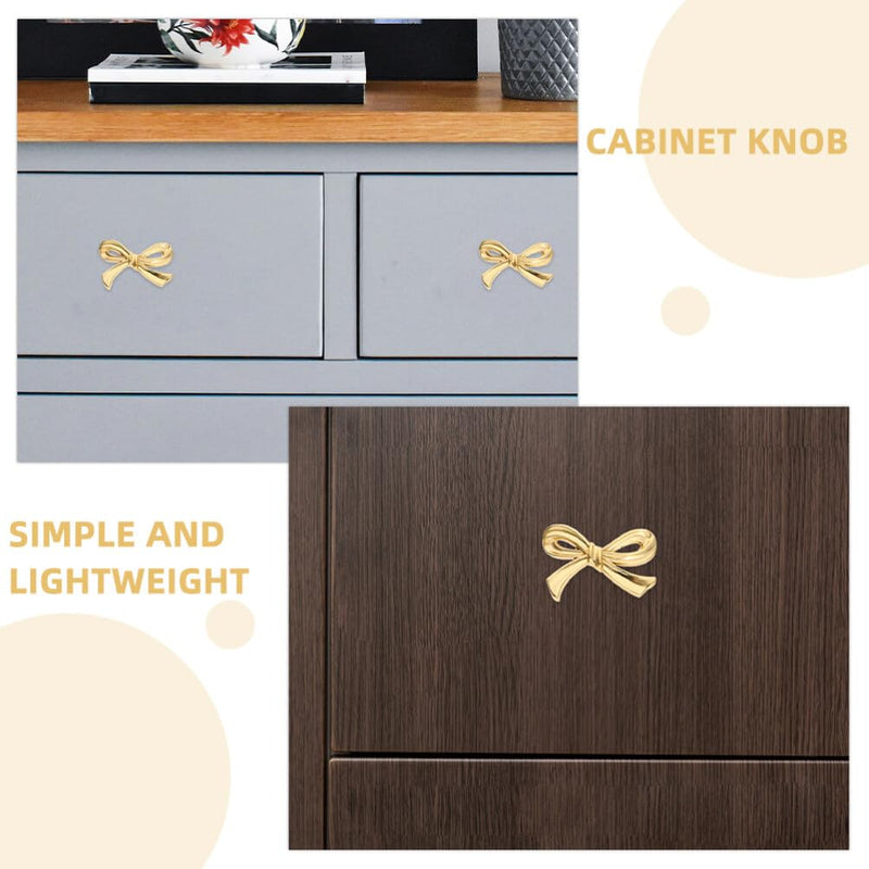 DOITOOL Brass Bow Shape Cabinets Knobs Gold Drawer Pulls Decorative Bow Knobs Cupboard Pull Handles for Home Kitchen Cabinet Hardware Cupboard Dresser Wardrobe and Drawer Pulls - 6 Pack