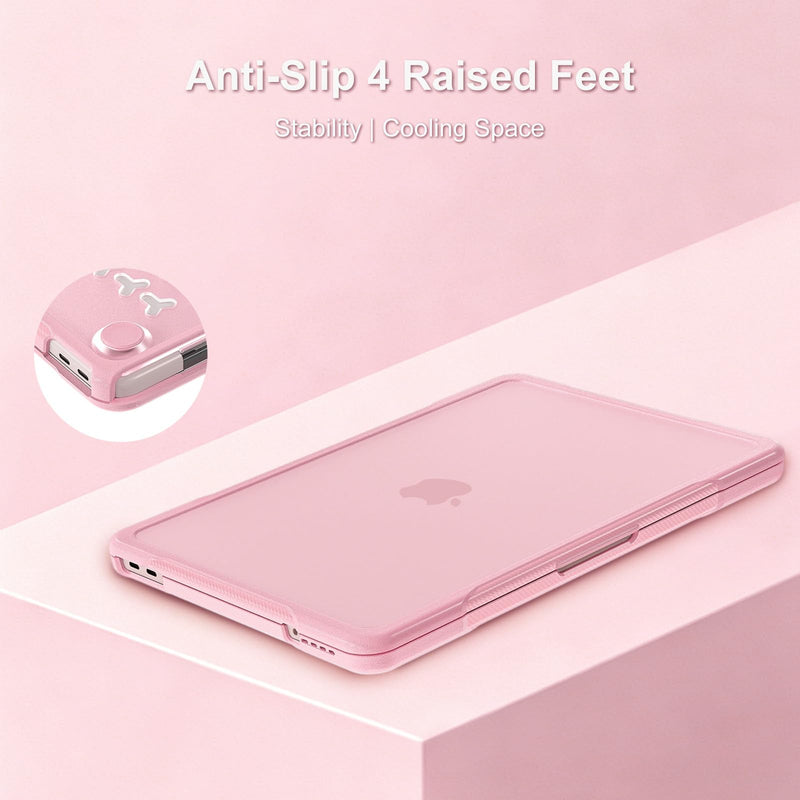 MOSISO Compatible with MacBook Neo Case 13 inch 2026 A3404 A18 Pro Chip | Crack-Resistant Hard Shell with Textured Carbon Fiber&Keyboard Cover&Screen Film&Type C, Rugged Protection, Blush