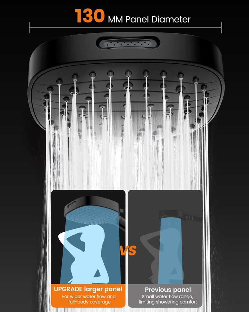 Filtered Shower Head with Handheld, High Pressure 7 Mode Black Handheld Shower Head with Hose and Filters for Hard Water, Built-in Power Wash to Clean Tub, Remove Chlorine - Reduce Dry Itchy Skin
