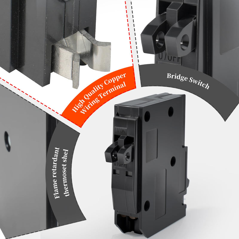 QO2020C 2 x 1 Pole 20A 120 240VAC 10kA Tandem mini Circuit Breaker Compatible with Partial SD QO Load Center,CSED,and Single-Phase 120/240 V Branch Circuit NQOD Distribution Panels Plug-in Mount Type