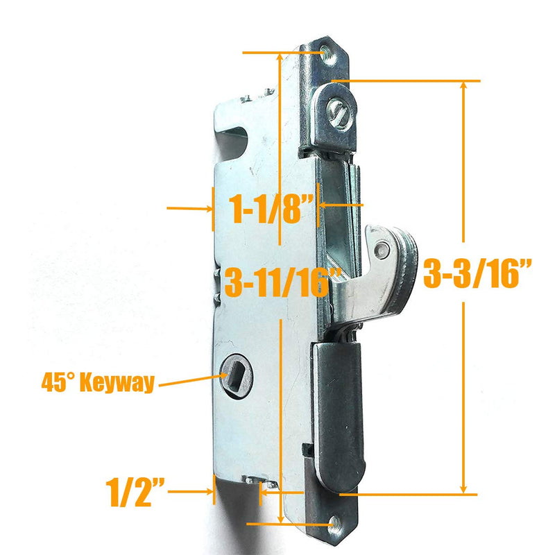 HauSun Sliding Glass Patio Door Handle Set Oak Wood Interior Handle and Exterior Pull in White Diecast Finish+Mortise Lock 45° Keyway Fits 3-15/16” Screw Hole Spacing, Non-keyed with Latch Locks Black