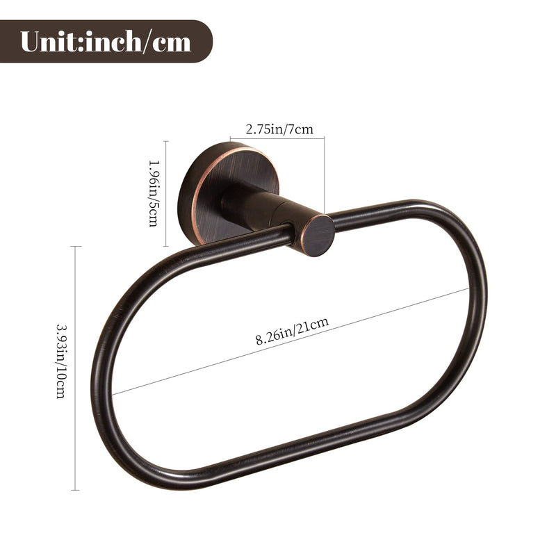 BigBig Home Bronze Towel Ring, Bathroom Towel Holder, Bath Oil Rubbed Hand Towel Rack Hanger Wall Mounted Farmhouse Bronze Towel Ring Ellipse