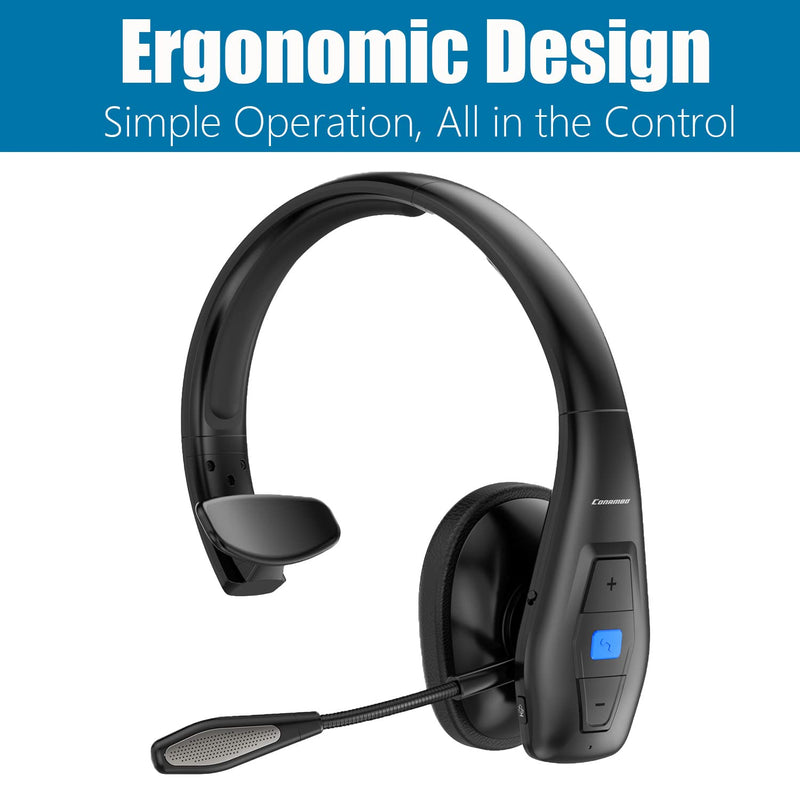 Conambo Trucker Bluetooth Headset – 60Hrs Worktime Trucker headset with CVC8.0 Dual Mic Noise Cancelling, Mute Button, Upgraded Comfort and Durability Wireless Headphones for Drivers, Work, Phone Call