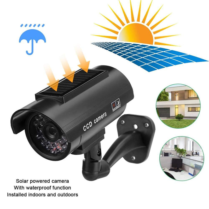Dioche Solar Power Dummy Fake Security Camera, Outdoor Shape Anti-Theft Surveillance Camera with Flashing LED Light