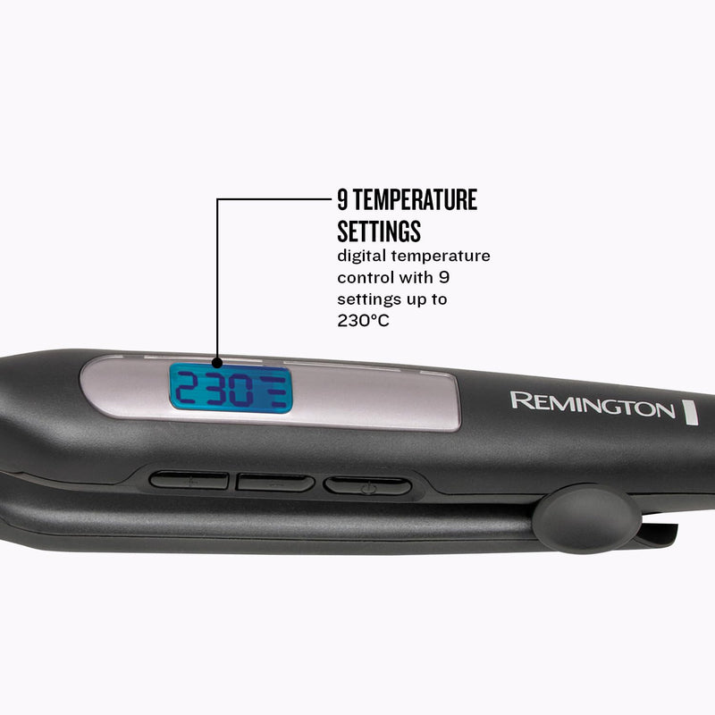 Remington Hair Straightener, Extra Slim Plates, Advanced Ceramic Coating | Ideal for Short Hair, Pixies, Bangs, Small Curls, Digital Display, 9 Heat Settings 150-230°C, Fast Heat Up, S5515
