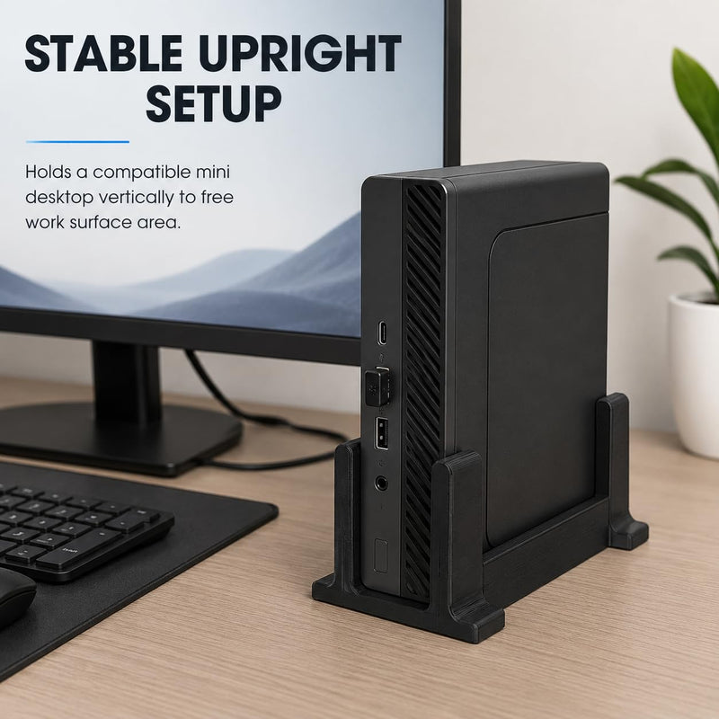 Vertical Desk Stand Compatible with HP EliteDesk 800 G3 G4 G5 Mini – Stable Upright Support | Space-Saving Side Grip Holder | Small Form Factor Computer Base