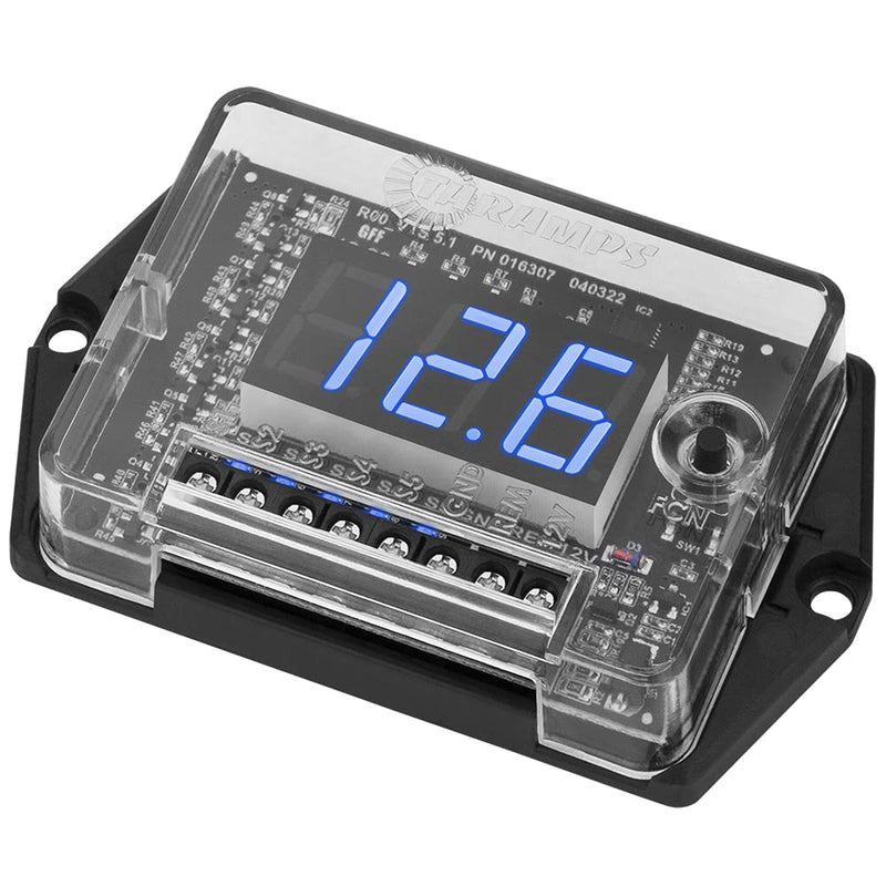 Taramp's Automotive Digital Voltmeter and Sequencer VTS 5.1 Blue LED Automotive Car Audio 5 Sequencer Outputs SPL Mode Voltage Protection, Digital Display, Car Audio Monitor, Black