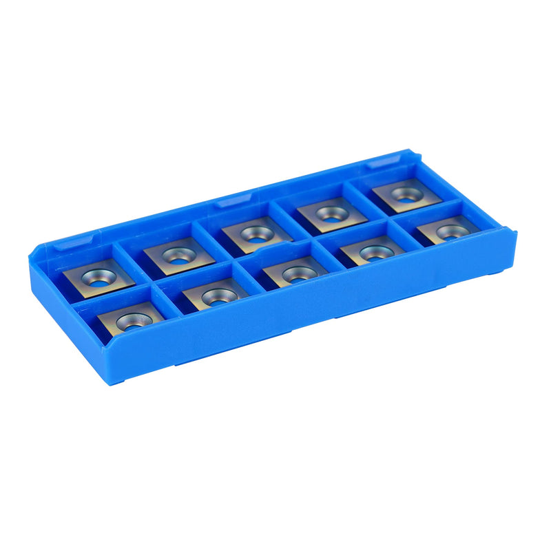 SpeTool 10pcs Squres Carbide Insert Replacement ATS Coating for Spoilboard Surfacing Router Bit(12mmx12mm, 2.2mm Thick), 35 Degree Cutting Angle, Straight -Hole