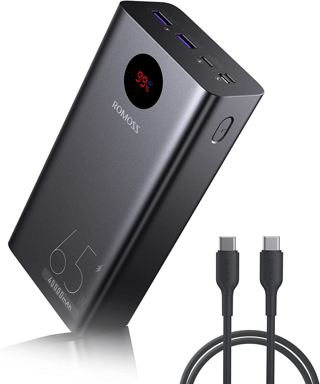  [AUSTRALIA] - USB C Laptop Power Bank - ROMOSS 50W MAX PD 20000mAh Portable Fast Charger Battery Pack with LED Display for MacBook Air/Pro/Dell XPS/Surface Pro 7, iPhone 12/11/Pro/XS Max/X/8/Samsung S21 Black