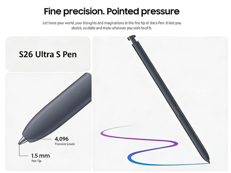 S26 Ultra S Pen Replacement for Samsung Galaxy S26 Ultra Stylus Pen, S Pen for S26 Ultra Pen with 5PCS Tips/Nibs Replacement (Black) Black