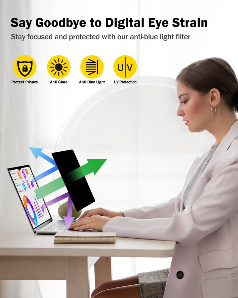 F FORITO 15.6 Inch Laptop Privacy Screen Protector, 360° Anti Peeping and Anti Glare Laptop Privacy Shield Compatible with 15.6" HP/Lenovo/Dell/Acer/ASUS/Thinkpad with 16:9 Aspect Ratio 15.6 Inch Computer with 16:9 Aspect Ratio
