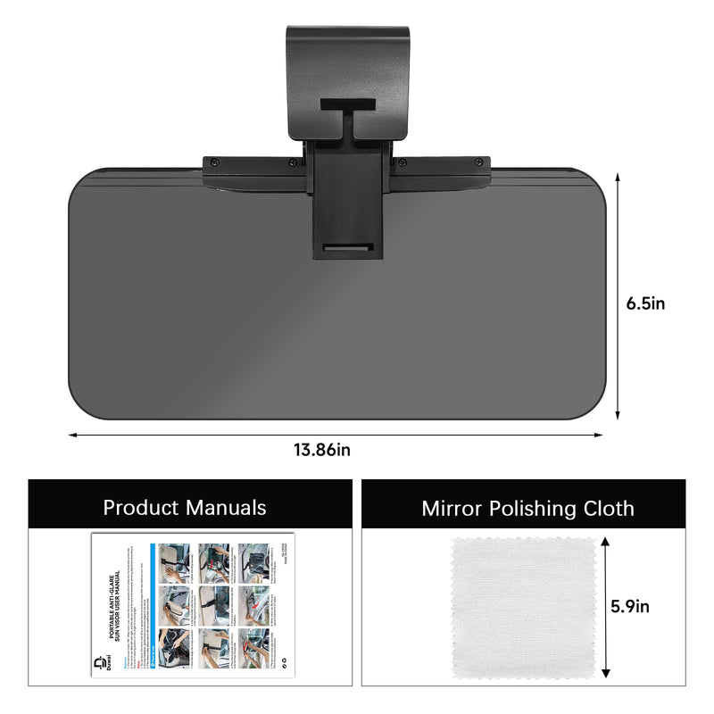 Sun Visor Extender for Cars，Adjustable Polarized Sun Visor Extender ，Polarized Car Sun Visor，Safe Driving Extension for Glare/UV ，Clip on, Universal (Universal, L) Large
