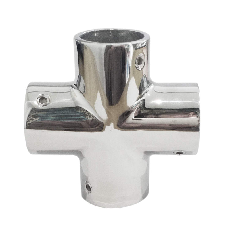 Heavy Duty Marine Grade 316 Stainless Steel Cast Boat Hand Rail Fitting 4 Way Cross Tube Pipe Connector Tee Joint 7/8" 1 inch I.D.