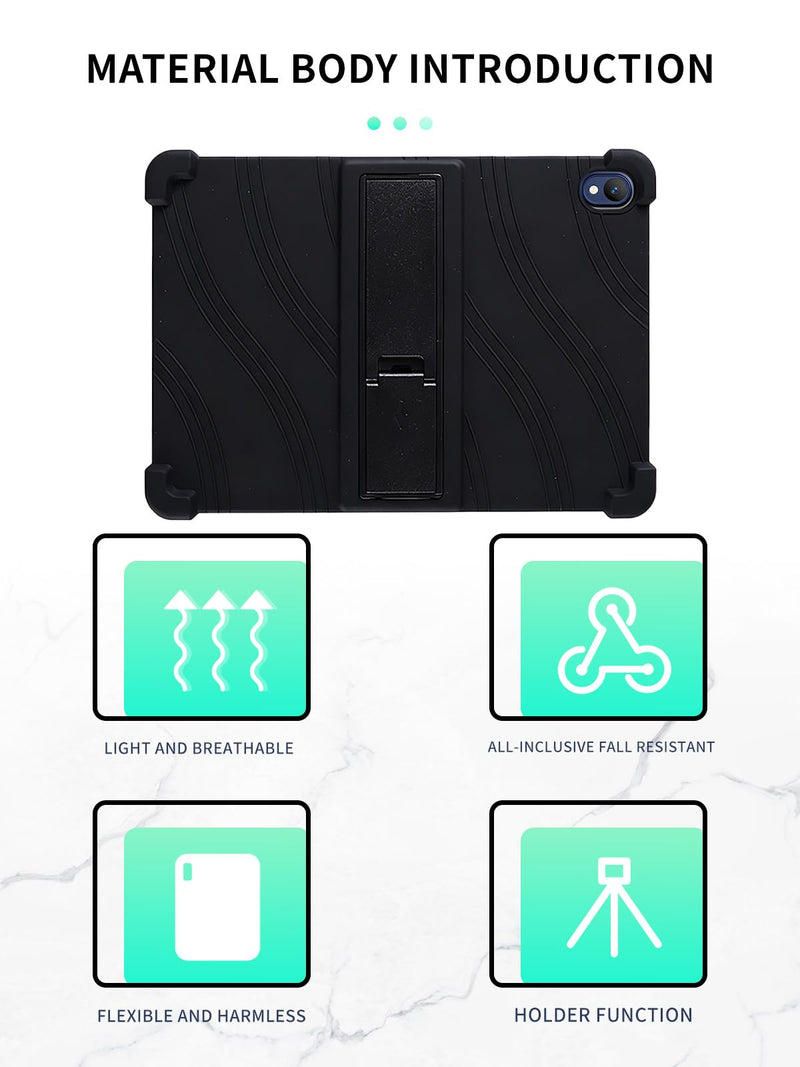 Case for onn 11" Core Android 16 Tablet (2026 Model),WUNIAK Shock Proof Lightweight Stand Rubber Shell Protective Cover,Kids Friendly Soft Silicone Adjustable Stand Cover,Black 11" 2026 Model Black