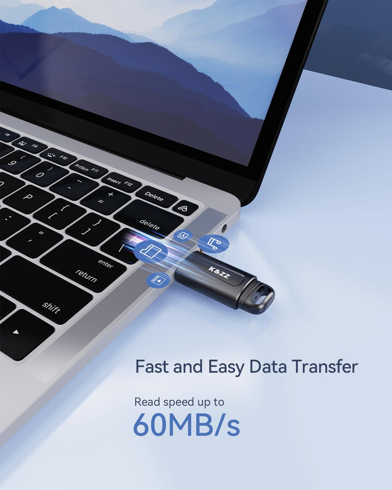 K&ZZ USB Flash Drives 32GB, 5 Pack 32GB Retractable Thumb Drives, USB 3.0 Stick for Laptop, Tablet, Smart TV (Mixed Colors 5pcs) 32GB-3.0 Multicoloured 32GB*5