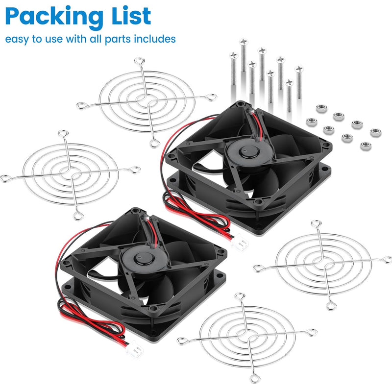 GDSTIME 80mm x 25mm 12V IP68 Waterproof Exhaust Fan Small Brushless DC Cooling Computer Case Fan 2 Pin Dual Ball Bearings for RV Fridge Ventilation, 2 Pack 80x25mm