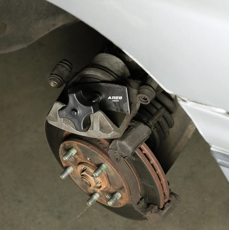 ARES 18028 - Heavy Duty Brake Pad Spreader - Built-in Comfort Tightening Knob - Heavy-Duty Steel Construction - Solid Steel Swivel Joint for Precise and Even Compression
